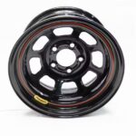 Bassett 57RN4 15X7 DOT D-Hole 5x100 mm 4 In. Bckspc Black Wheel
