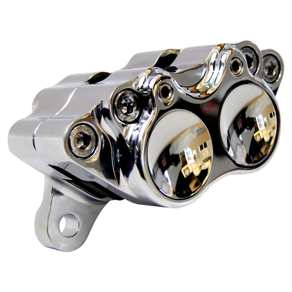 MOTORCYCLE BRAKE CALIPER - 4-PISTON - CHROME