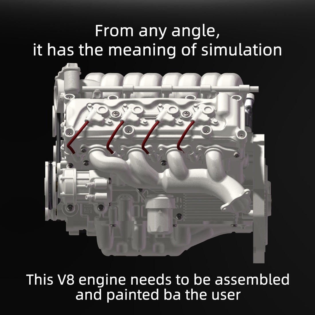 V8 Engine Model Kit that Works - Build Your Own V8 Engine - Paint Your Own V8 Engine -MAD RC V8 Engine for Capra VS4-10 Pro - Image 4