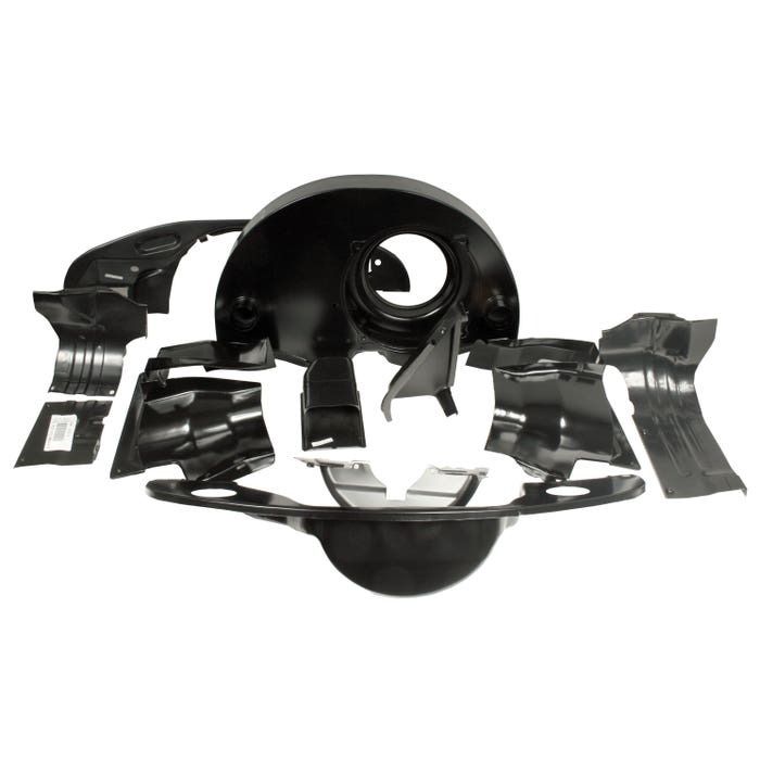 Tinware Set Twin Port 1300-1600cc with Air Outlets Black: Beetle (1947-1979), Splitscreen (1960-1967), Karmann Ghia (1955-1974)