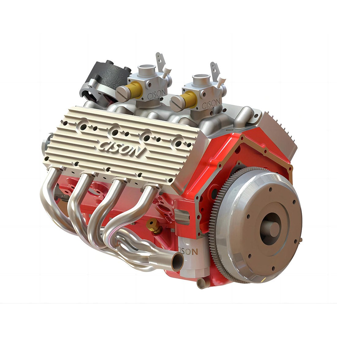 CISON Small-block 44CC 1/6 Scale Water-Cooled Flathead 4-Stroke V8 Gasoline Engine Internal Combustion Model Kit that Works - Image 2