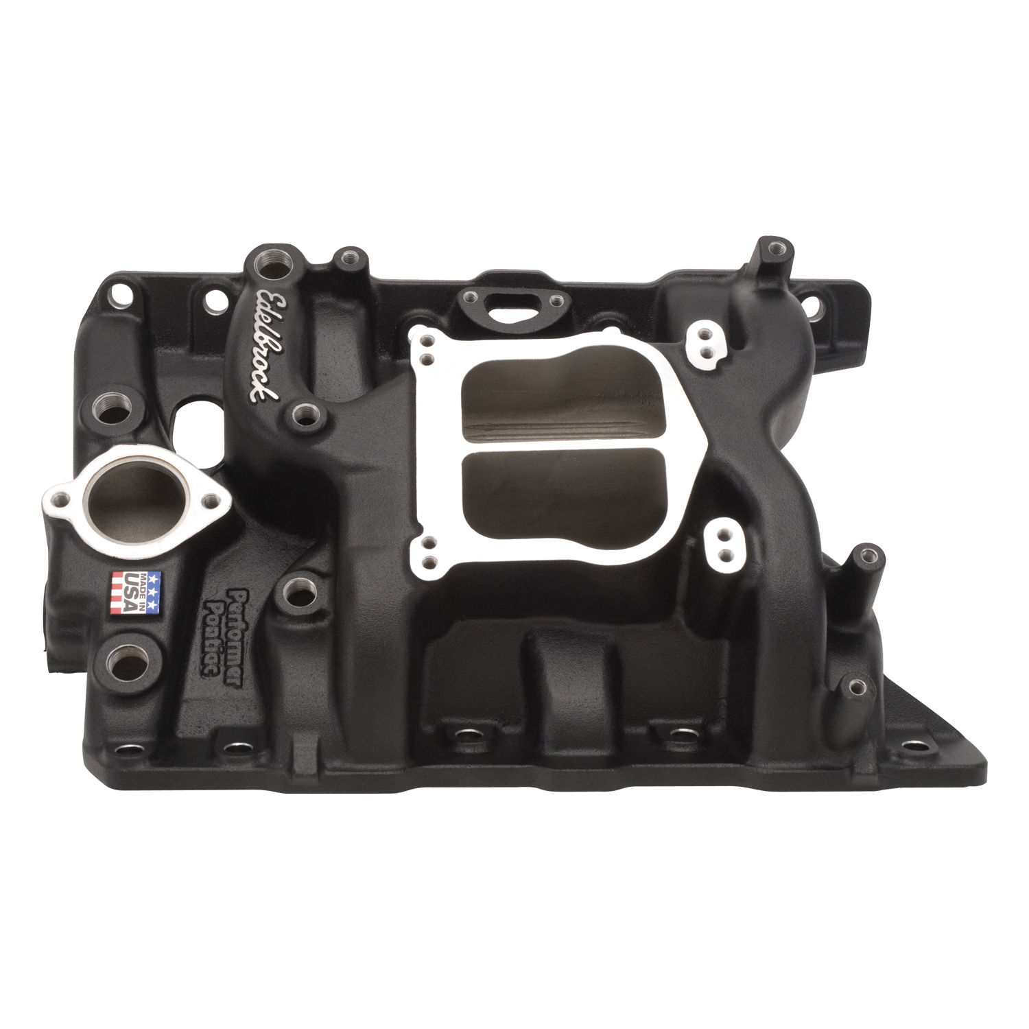 Performer Intake Manifold for 1965-79 Pontiac 326-455 Non-EGR, Black Finish - Image 2
