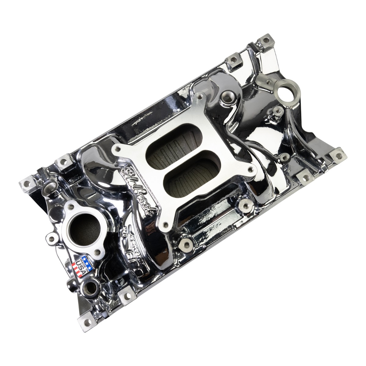 Edelbrock Perf EPS Manifold for Small-Block Chevy Vortec, Chrome Plasma Finish - Image 2