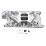 Edelbrock 2121 S/B Ford 289 Intake Manifold W/O EGR, Black/Chrome
